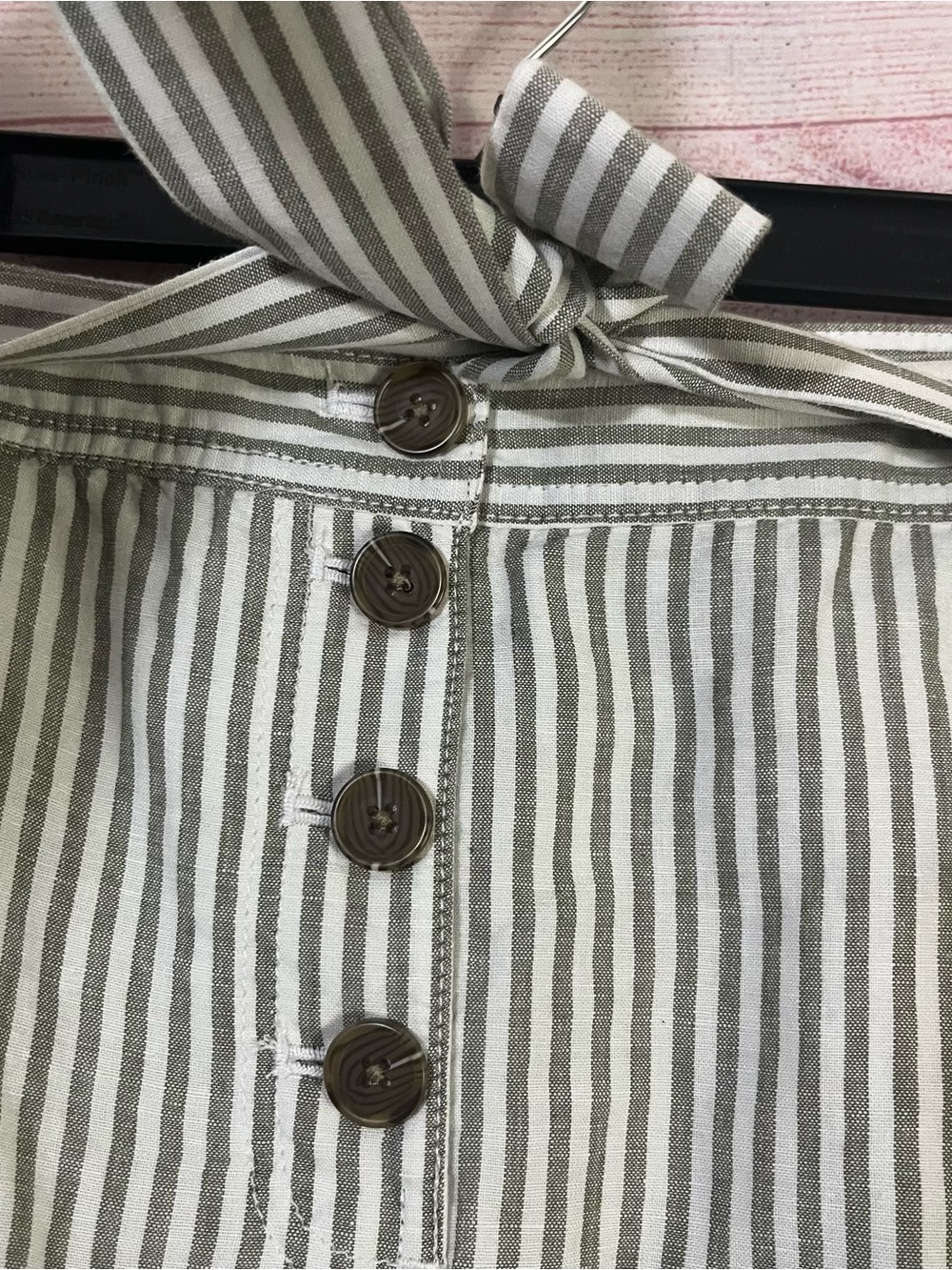 Talbots Plus Linen Cotton Blend Gray White Waist Tie Skirts Size 24W - Picture 5 of 7